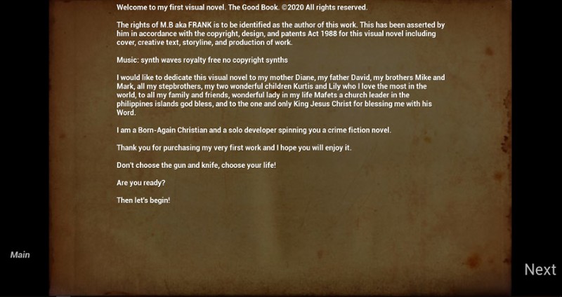 The Good Book VN screenshot