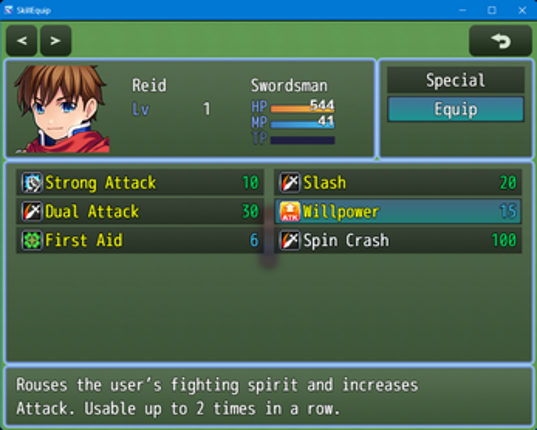 RPG Maker MZ: Skill Equip Image