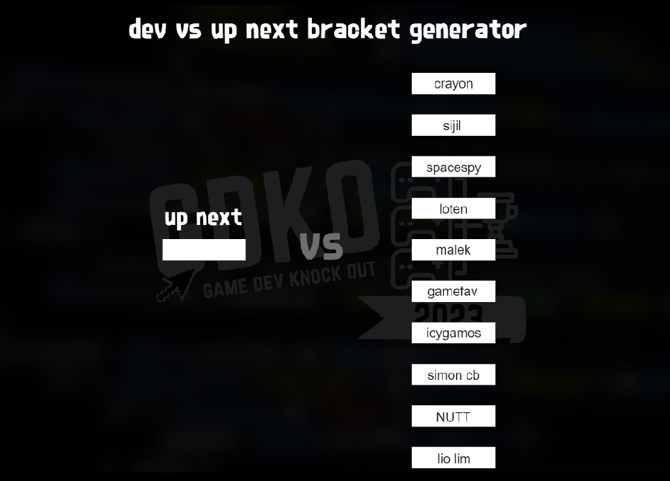 Games like gdko 2023 dev vs you bracket generator