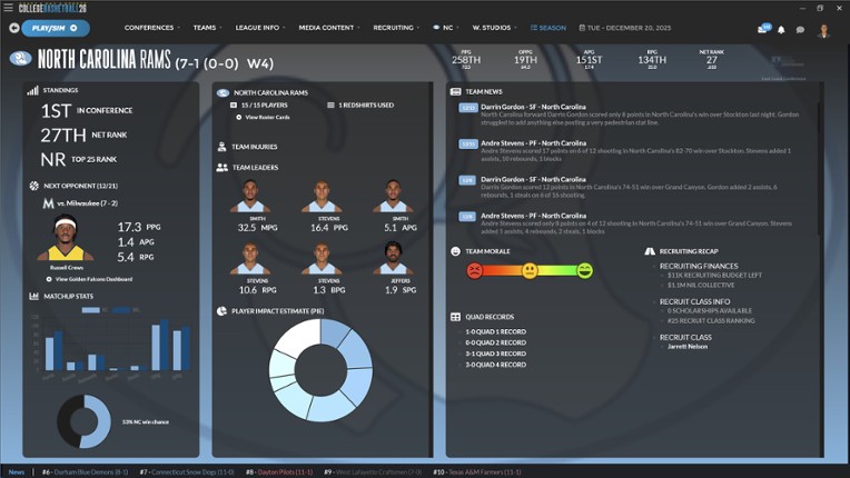 Draft Day Sports: College Basketball 2026 screenshot