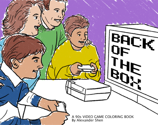 Back of the Box - 90s Video Game Coloring Book Image