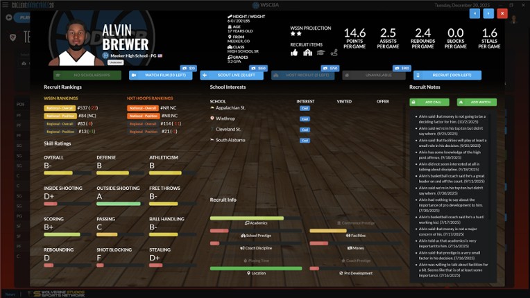 Draft Day Sports: College Basketball 2026 screenshot