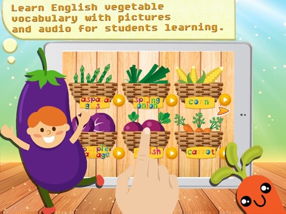 Vegetable Coloring &amp; Vocab - Fun finger painting screenshot