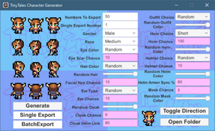 Tiny Tales: Pixel 2D Sprite RPG Character Generator Image