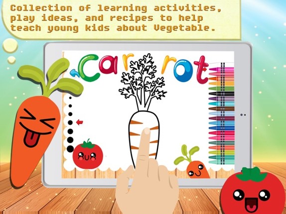 Vegetable Coloring &amp; Vocab - Fun finger painting screenshot