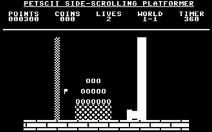 PETSCII Side-Scrolling Platformer X16 screenshot