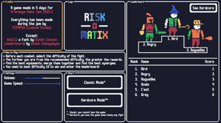 Risk-o-matix screenshot