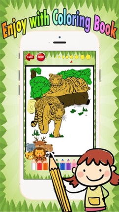 Wild animals Coloring Book: These cute zoo animal coloring pages provide learning skill games free for children and toddler any age screenshot