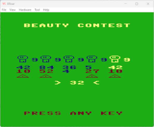 Beauty Contest (Atari 8 Bit, C64, Spectrum, Dragon, CoCo, CPC, MSX) by spotlessmind1975 Image