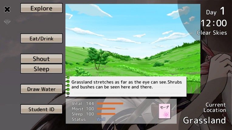 Long Black-Haired Schoolgirl Survival Simulation Game screenshot