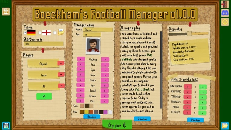 Boeckham's Football Manager screenshot