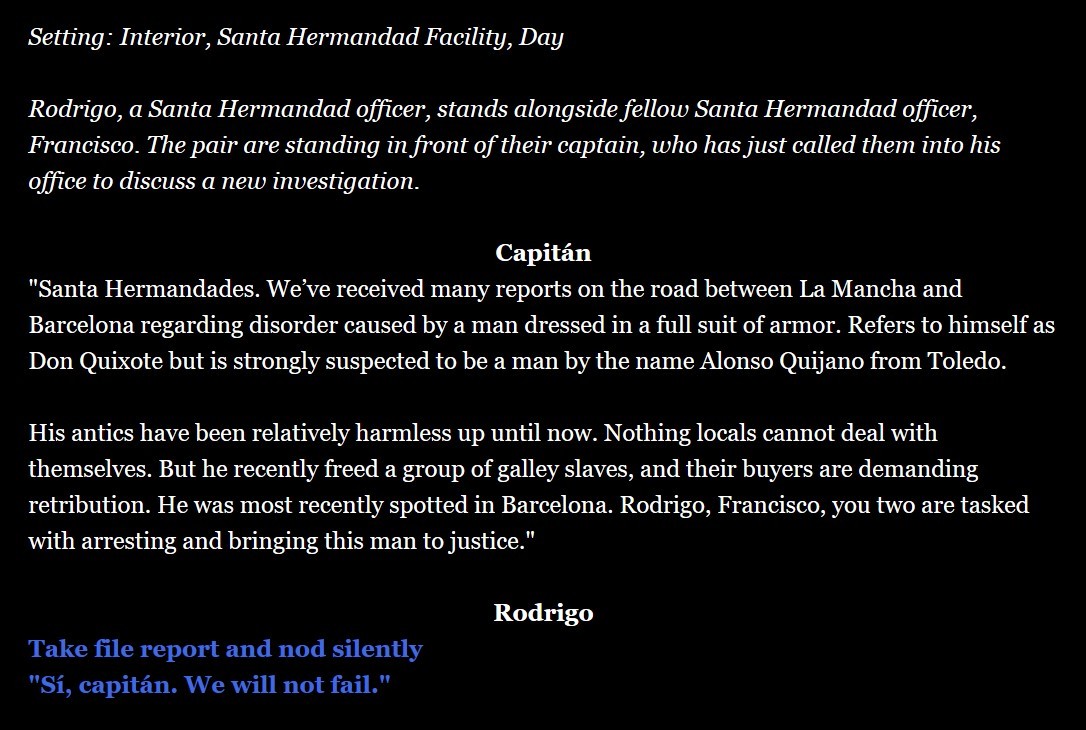 Games like Don Quixote: Narrative Assignment