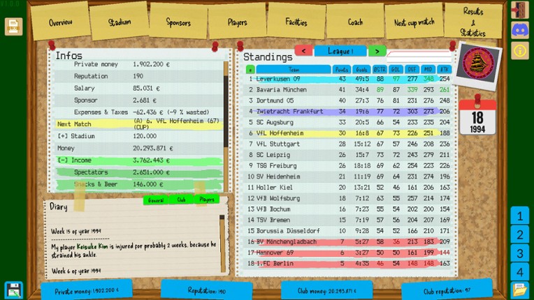 Boeckham's Football Manager screenshot