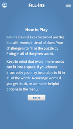 Fill-Ins · Word Fit Puzzles screenshot