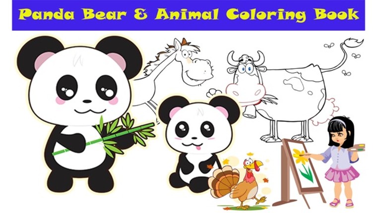 Panda Bear and Animal Coloring Book Image