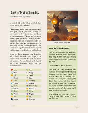 The Deck of Divine Domains screenshot