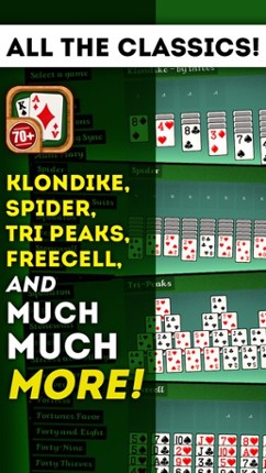 Solitaire 70+ Free Card Games in 1 Ultimate Classic Fun Pack : Spider, Klondike, FreeCell, Tri Peaks, Patience, and more for relaxing screenshot