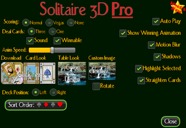 Solitaire 3D Classic Klondike+ screenshot