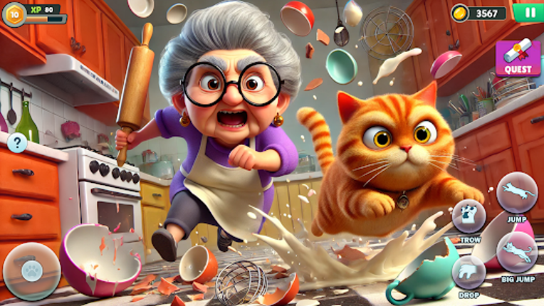 Bad Cat Chaos: Prank Gran Sim Image