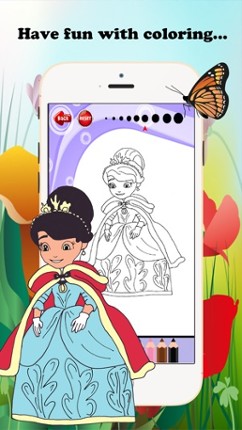 Princess Cartoon Paint and Coloring Book Learning Skill - Fun Games Free For Kids screenshot