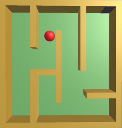 Red Ball in Labyrinth 3D Image