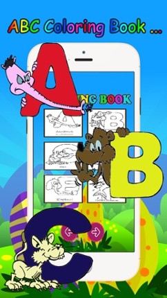 Kids ABC animals Cartoon words Coloring book page Image