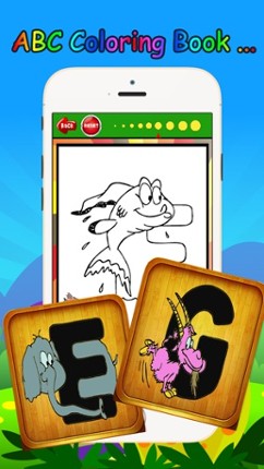 Kids ABC animals Cartoon words Coloring book page Image