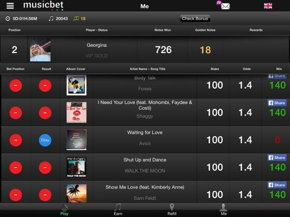 Musicbet screenshot