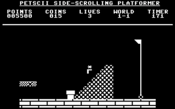 PETSCII Side-Scrolling Platformer X16 screenshot