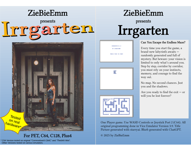 Games like Irrgarten (PET,C64,C128,Plus4)