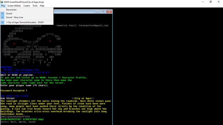 City of Ages: Picture Supportive Text MUD screenshot