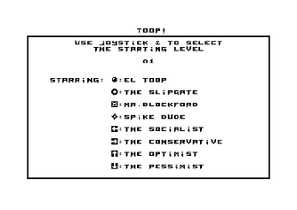 Toop (Commodore 64 / 16 / Plus4, Atari ST) screenshot