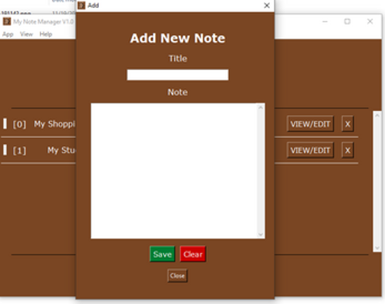 My Note Manager - Desktop Application screenshot