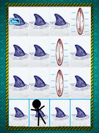 Stick-man Doodle Steps: Dont Step on The Shark Fins Image