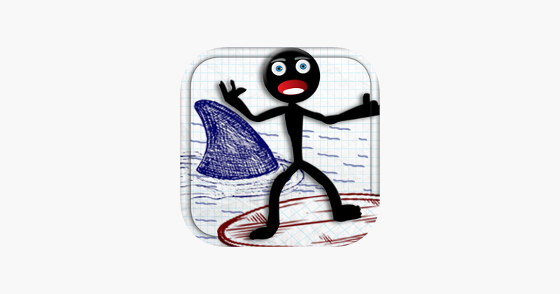 Stick-man Doodle Steps: Dont Step on The Shark Fins Image