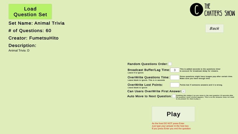 The Chatters Show Free Version screenshot