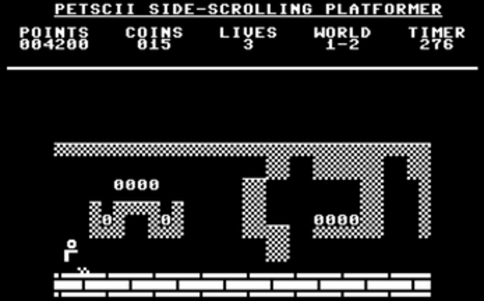 PETSCII Side-Scrolling Platformer X16 screenshot