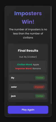 Imposter Game Generator - Free Online Party Game Image