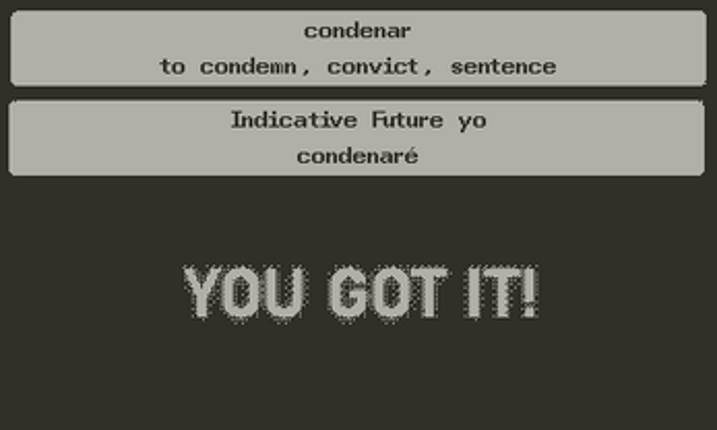 Tiny Tester - Spanish Conjugations screenshot