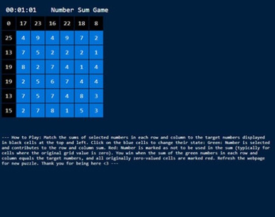 Number Sum Puzzle Game Image