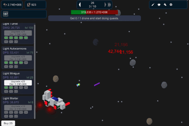 Space Idle Miner (prototype) screenshot