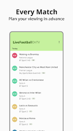 Live Football On TV Guide Image