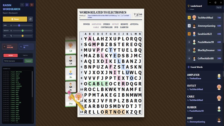 Raisin's Wordsearch screenshot