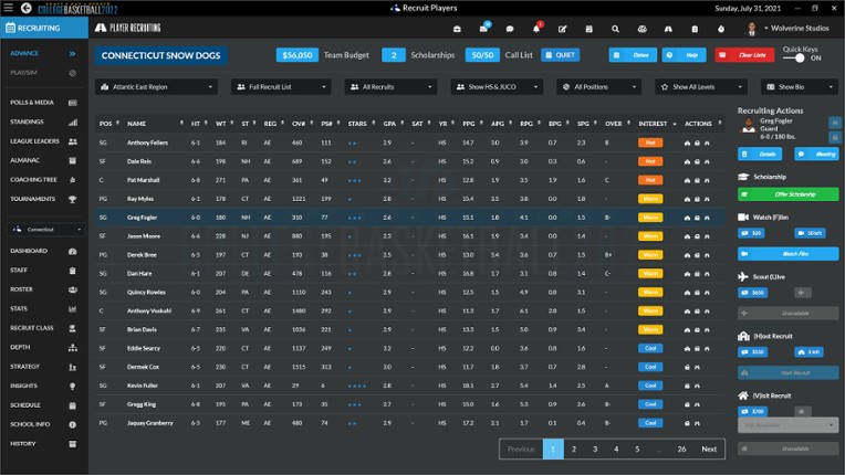 Draft Day Sports: College Basketball 2022 screenshot