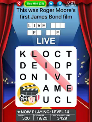 Word Search World Hollywood screenshot