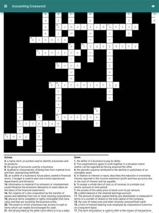 Accounting Terms Crossword screenshot