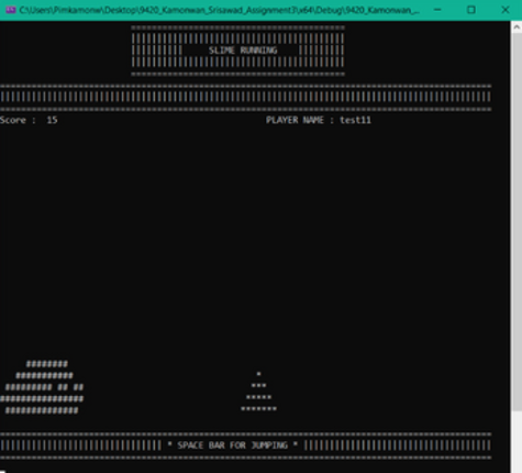 Slime Running (​C++ Console Gam​e) screenshot