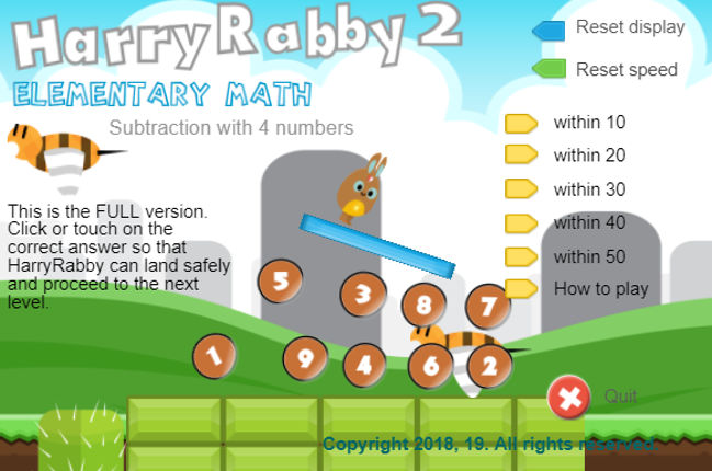 HarryRabby2 Subtraction with 4  numbers FREE Game Cover