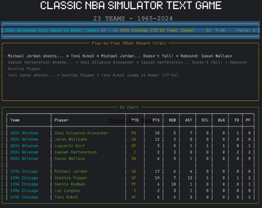 Classic NBA Text Basketball Simulator - Free Edition Image