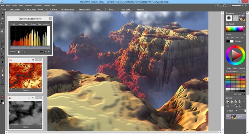 PD Howler 9.6 Digital Painter and Visual FX box screenshot